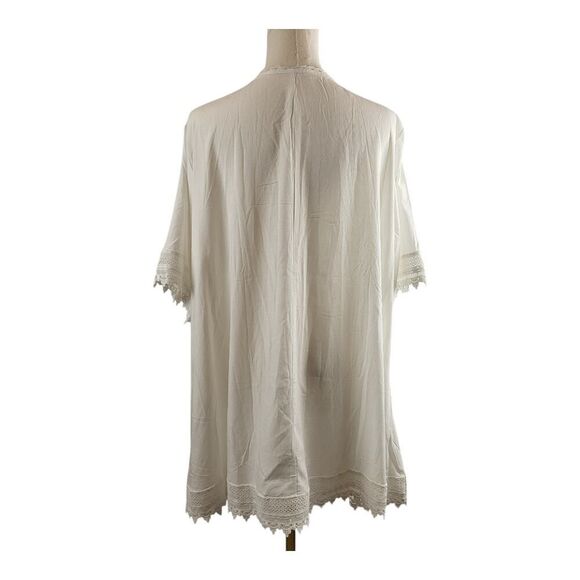 New CUPSHE Small White Swimsuit Tie Cover-up V-Neck Short Sleeve Lace Scalloped - Picture 4 of 14